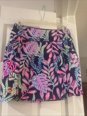 Colorful Tropical Print Skort - Navy, Pink & Mint and lavender